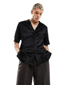 ASOS DESIGN - Camicia in velluto a coste vestibilità comoda-Nero