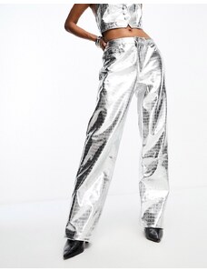 AFRM - Marshall - Pantaloni dritti ampi argento metallizzato