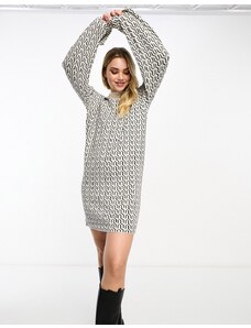 Vero Moda - Vestito corto monocromatico in maglia con motivo geometrico-Nero