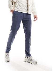 Gianni Feraud - Pantaloni slim da abito blu tenue in velluto a coste