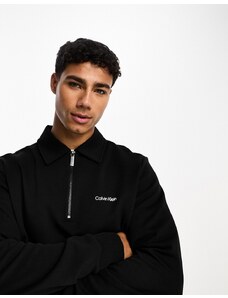 Calvin Klein - Repreve - Felpa nera con zip corta e logo micro-Nero