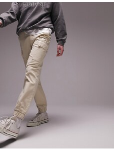 Topman - Pantaloni cargo skinny color pietra con due tasche-Neutro