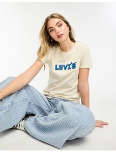 Levi's - Perfect - T-shirt color crema con logo-Bianco