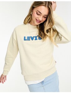 Levi's - Felpa color crema con logo sul petto-Bianco