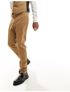 ASOS DESIGN - Pantaloni skinny da abito micro testurizzato color cammello-Marrone
