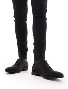 New Look - Scarpe stringate nere in camoscio sintetico-Nero