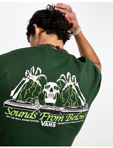 Vans - T-shirt verde con stampa "Sounds From Below" sul retro