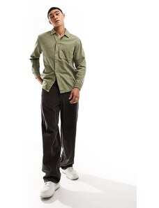 Pull&Bear - Camicia testurizzata in twill verde chiaro