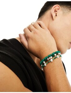 ASOS DESIGN - Confezione da 3 bracciali con perle e perline miste-Multicolore