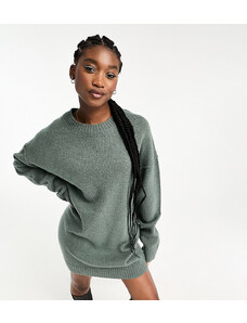 Weekday - Eloise - Vestito maglia corto oversize in lana kaki mélange - In esclusiva per ASOS-Verde