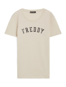 Freddy T-shirt in jersey leggero con scollo tondo e stampa glitter