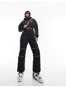 Topshop - Sno - Tuta da sci nera con cappuccio e cintura-Nero