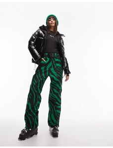 Topshop - Sno - Pantaloni da sci dritti con stampa zebrata verdi-Verde