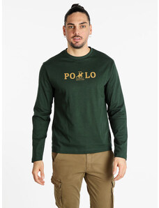 U.S. Grand Polo T-shirt Uomo a Manica Lunga Con Stampa Verde Taglia Xxl
