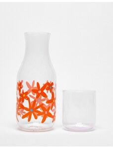 TYPO - Set con caraffa e bicchiere con stampa di margherite-Multicolore