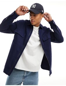 ASOS DESIGN - Camicia giacca blu navy in twill con zip