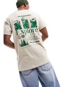 New Look - T-shirt color pietra con scritta "Natural Horizons"-Neutro