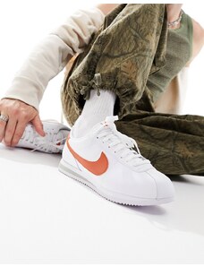 Nike - Cortez - Sneakers in pelle bianche e arancioni-Bianco