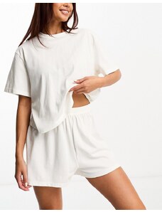Lacoste - Loungewear - Pigiama con pantaloncini e T-shirt bianco con grafiche