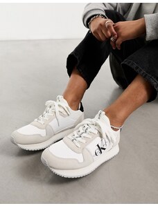 Calvin Klein Jeans - Sneakers a calza stringate bianche stile runner-Nero
