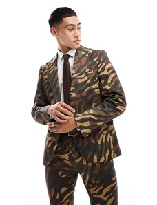 Twisted Tailor - Gables - Giacca da abito marrone con stampa tigrata mimetica