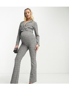 Mama.licious Mamalicious Maternity - Pantaloni premaman a zampa neri e bianchi a quadri in coordinato-Multicolore