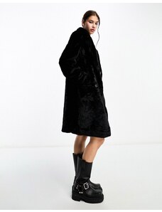 Vero Moda - Cappotto lungo in pelliccia sintetica nera-Nero