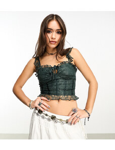 Reclaimed Vintage - Top a corsetto in pizzo-Nero