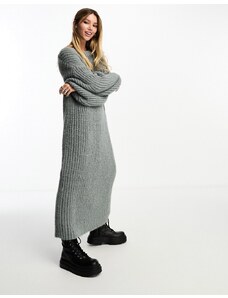 Monki - Vestito maglia midi oversize grigio testurizzato