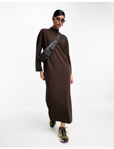 Selected Femme - Vestito lungo oversize accollato marrone-Brown