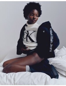 Calvin Klein Jeans - Piumino nero corto con logo e coulisse