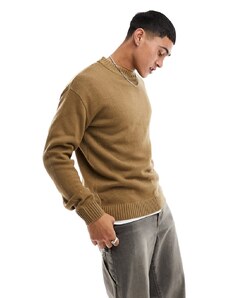 Jack & Jones Essentials - Maglione color cuoio con spalle scivolate-Neutro