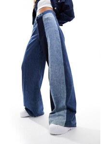 Love Moschino - Jeans con fondo ampio blu a vita alta con pannelli