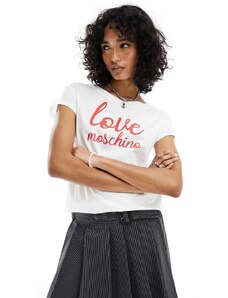 Love Moschino - T-shirt con logo "Love" bianca-Bianco
