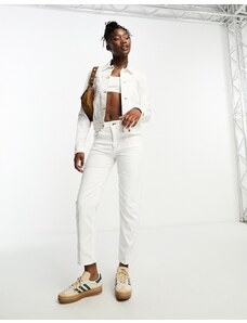 Love Moschino - Jeans dritti con tasche con dettaglio con cuore bianchi in coordinato-Bianco
