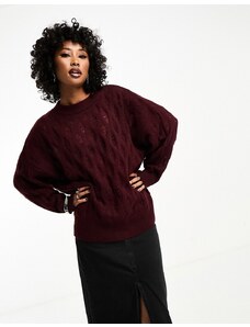 ASOS DESIGN - Maglione girocollo bordeaux effetto destrutturato-Rosso