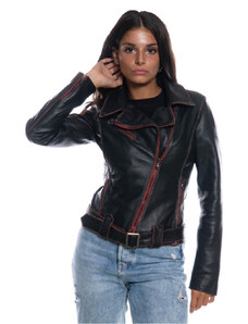 Leather Trend Cel - Chiodo Donna Rosso Asportato in vera pelle