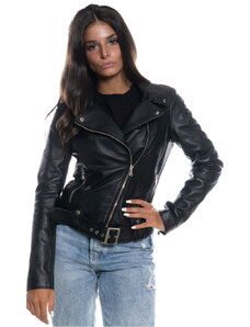 Leather Trend Cel - Chiodo Donna Nero in vera pelle