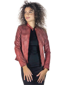 Leather Trend Violetta Bis - Giacca Donna Bordeaux in vera pelle