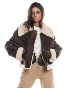 Leather Trend Marisol - Giacca Donna Testa di Moro in vero montone Shearling