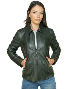 Leather Trend Eva - Giacca Donna Verde in vera pelle