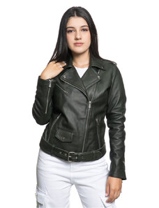 Leather Trend Emma - Chiodo Donna Verde in vera pelle