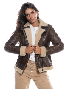 Leather Trend Rebecca - Chiodo Donna Marrone vero montone Shearling
