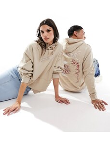 ASOS DESIGN - Felpa con cappuccio oversize unisex beige con grafiche "Fleetwood Mac" su licenza-Neutro