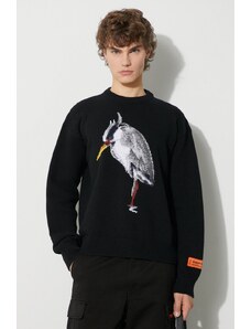 Heron Preston maglione in lana Heron Bird Knit Crewneck uomo colore nero HMHE013F23KNI0031009