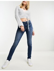 Love Moschino - Jeans skinny lavaggio blu medio con stampa del logo a forma di cuore