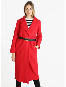 Solada Cappotto Lungo Classico Donna Con Cintura Rosso Taglia Unica