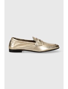 Tommy Hilfiger mocassini in pelle ESSENTIAL GOLDEN LOAFER donna colore oro FW0FW07864