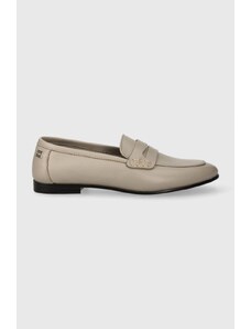 Tommy Hilfiger mocassini in pelle ESSENTIAL LEATHER LOAFER donna colore grigio FW0FW07769