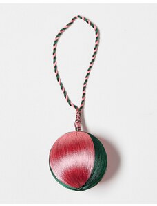 Accessorize - Pallina di Natale a righe rosa e verde ricamata-Multicolore